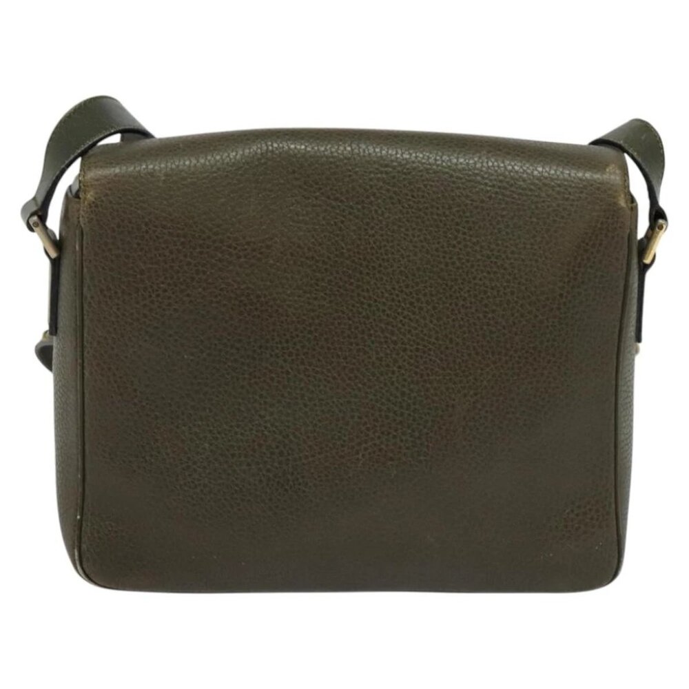 CELINE Shoulder Bag Leather Khaki Gold Auth KD335 - Picture 3 of 14